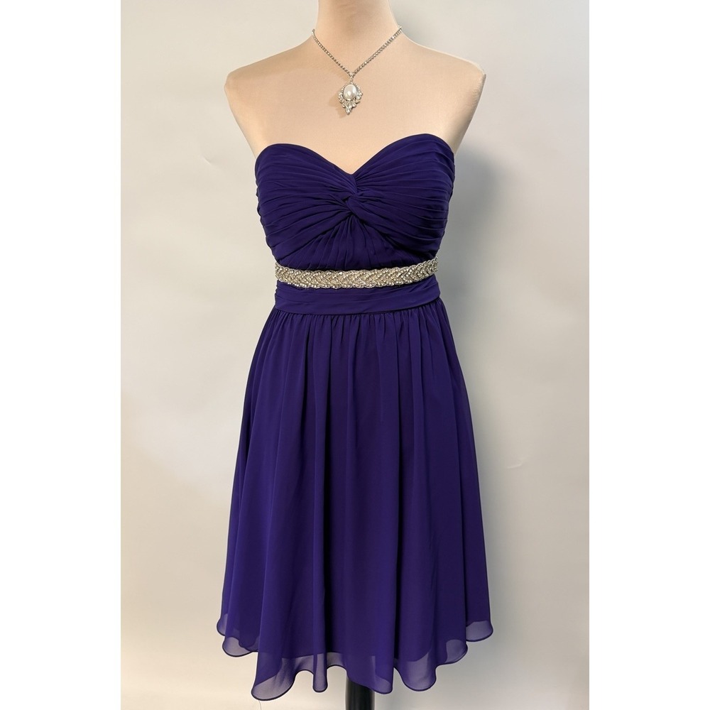 Mori Lee Y2K 2000s Dark Purple Sweetheart Neckline Homecoming Dress Sz 8 Short
